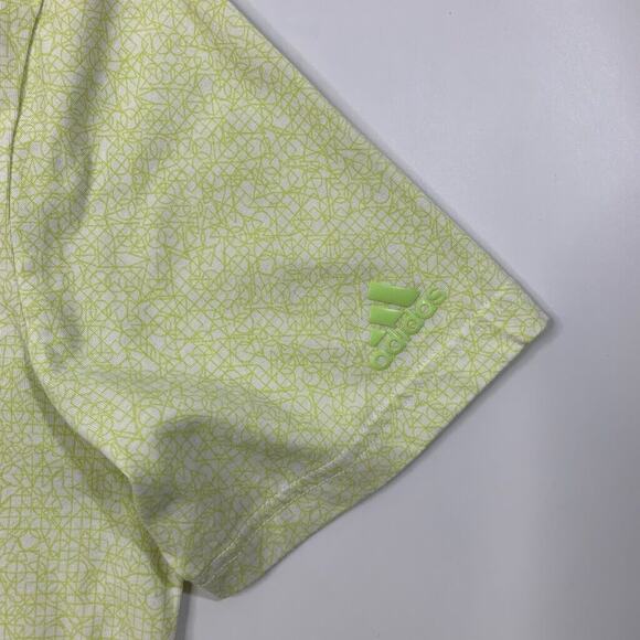Adidas Polo Shirt Mens M Medium White Lime Abstract Geometry Pattern Golf - Picture 6 of 12